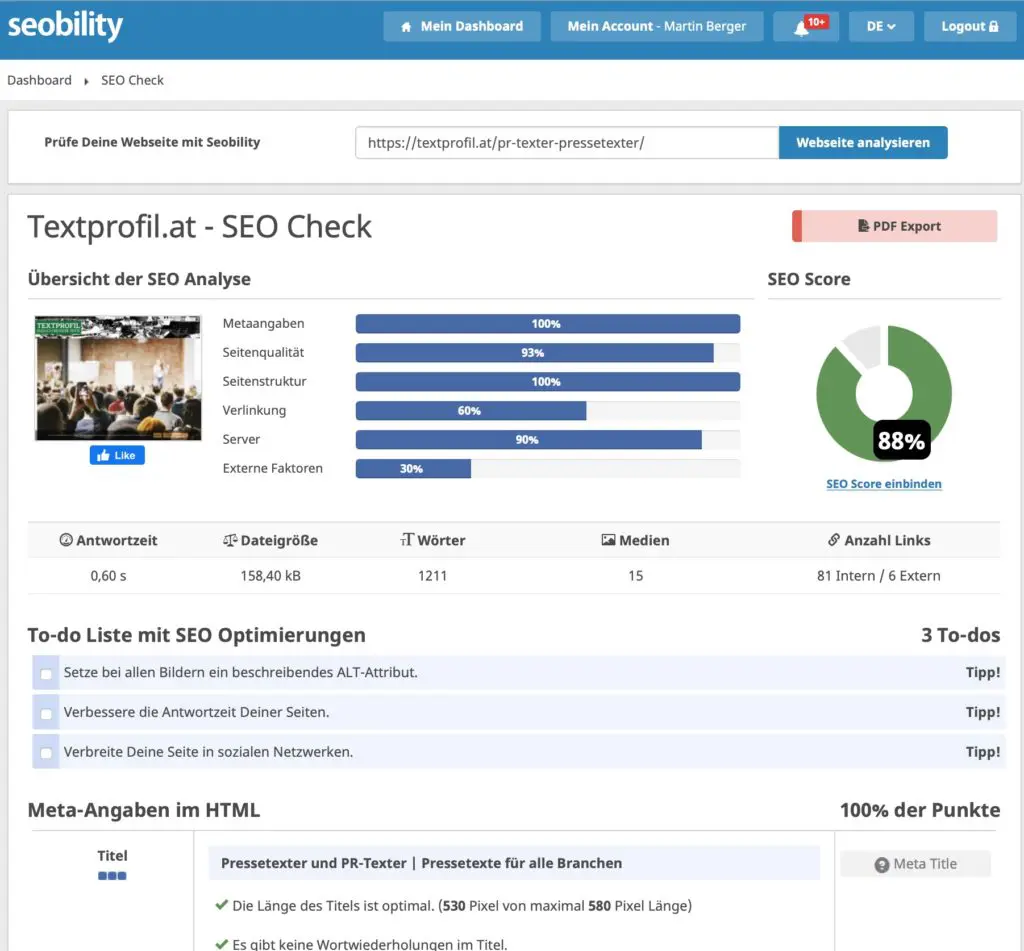 Seo Texte schreiben Tools Seobility
