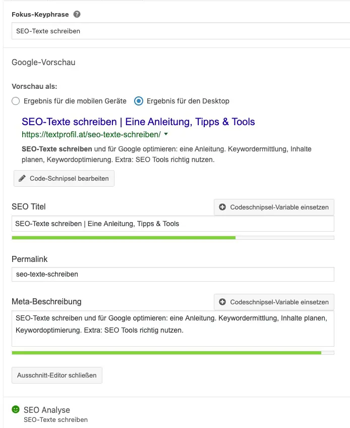 Wordpress Plugin Yoast SEO Texte schreiben lernen