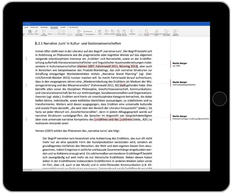 Masterarbeit Korrekturlesen Tablet Textprofil